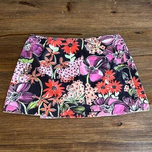 Lilly Pulitzer Black and Pink Floral wrap Mini Skirt, two sided